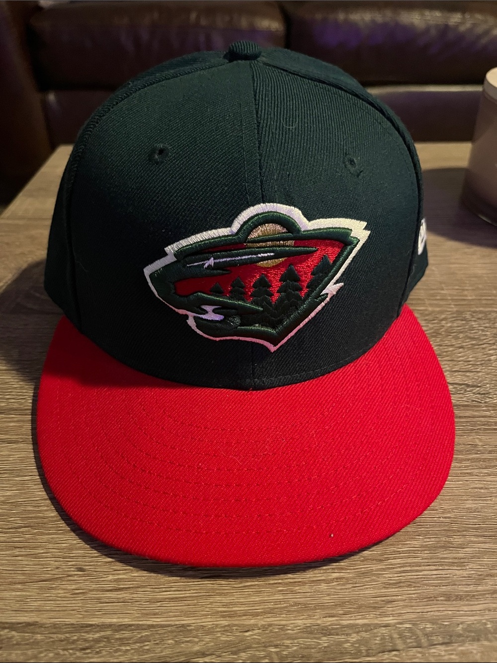 New Era Minnesota Wild Dark Green and Red Snapback Hat